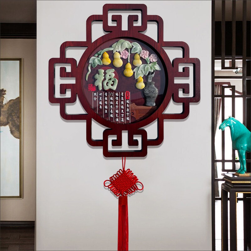 新中式入户玄关墙面装饰画客厅挂画沙发背景墙走廊过道浮雕画挂件