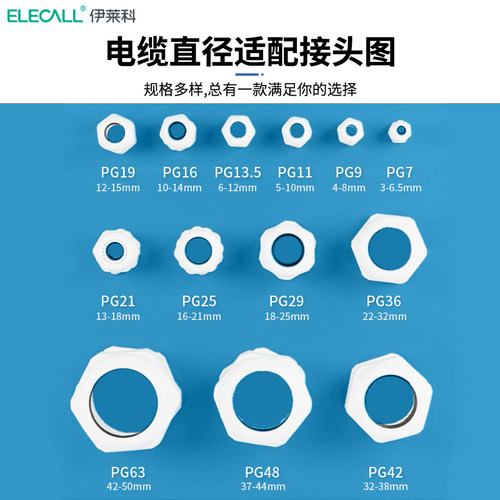 PP尼龙电缆固定接头电缆接头防水接头 PG7 9 11 13.5 16 19 21 25