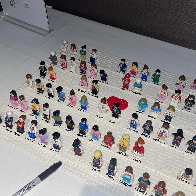 婚礼主题签到墙积木DIY纪念摆件人仔结婚新郎新娘放相框拼装小人