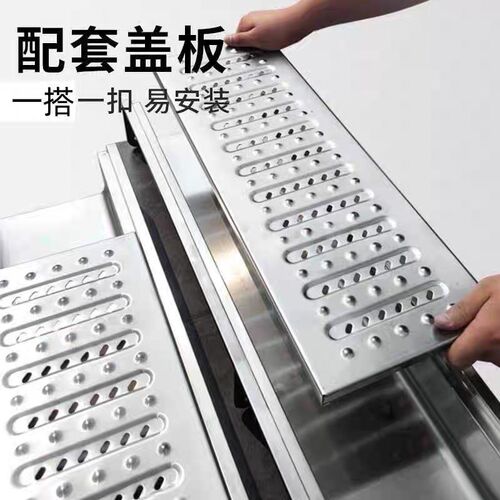 304不锈钢地沟排水沟U型槽盖板成品厨房饭店院落明沟格栅下水道