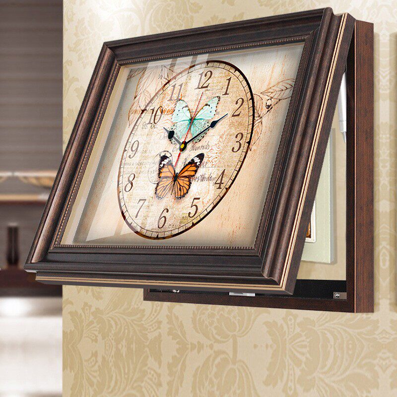 网红美式电表箱装饰画带钟表免打孔欧式客厅配强弱电箱电闸盒遮挡