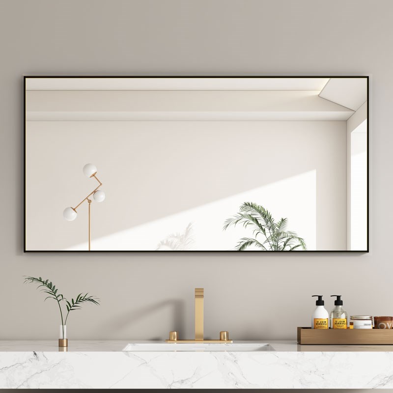 铝框壁挂浴室镜子高清可定制洗手台卫生间厕所化妆镜挂墙贴墙镜子