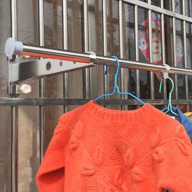 防盗网晾衣架窗户晾衣杆不锈钢高层窗外免打孔单杆式窗框晒被家用