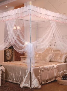 新款蚊帐三开门不锈支架宫廷1.2/1.5/1.8m米床双人家用加厚公主风