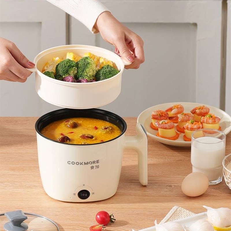 电煮锅多功能家用宿舍学生泡面炒菜煎蛋蒸笼一体锅小功率单人火锅