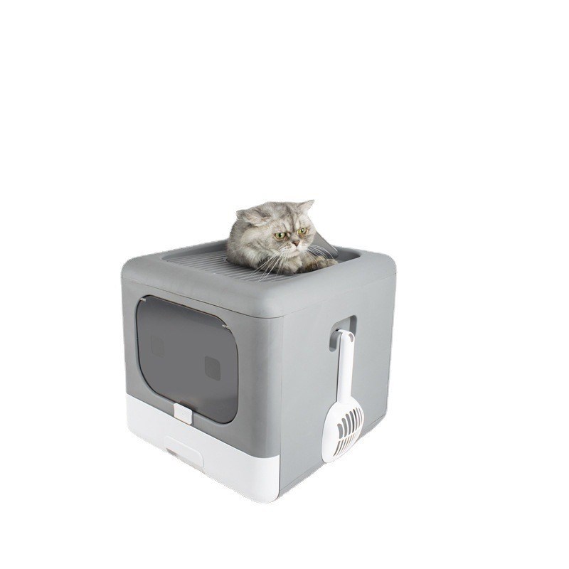 猫砂盆大号猫厕所可折叠顶入式防外溅便盆全封闭式猫砂盆猫咪用品