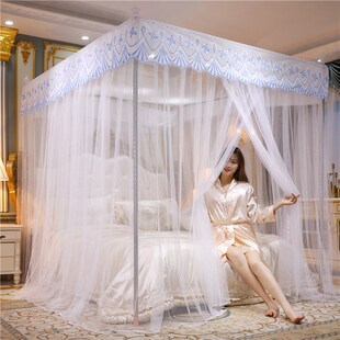 新款蚊帐家用卧室三开门1.8m老式支架杆加粗加厚公主风1.5m免安装