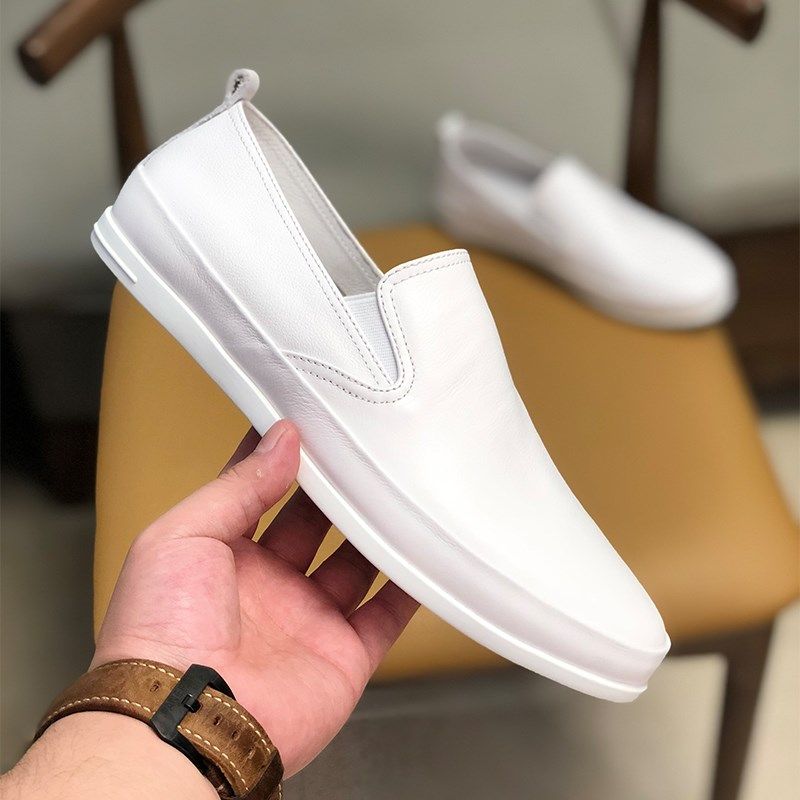 懒人鞋一脚蹬开车鞋男鞋2025新款潮春季小白鞋男套脚软皮乐福鞋男,流行男鞋,乐福鞋（豆豆鞋）,淘宝优惠券,粉丝福利购,淘宝优惠卷