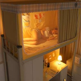 新款 床帘可伸缩强遮光蚊帐一体大学生宿舍上下铺寝室全封闭靠墙窗