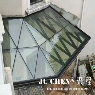 新中式别墅阳台遮雨铁艺夹层玻璃雨棚钢结构阳光棚简易阳光房顶棚