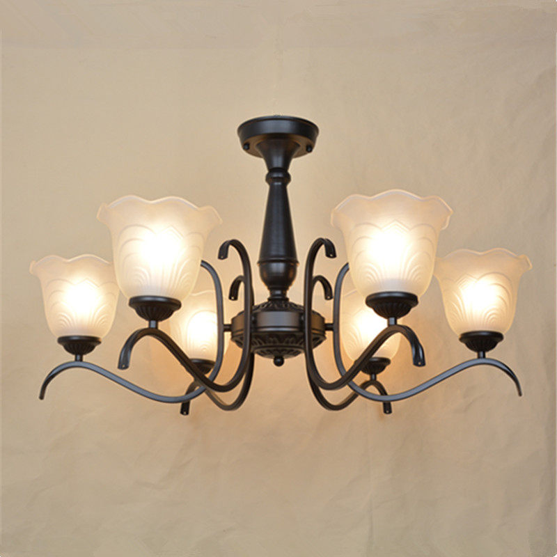 欧式铁艺吸吊灯美式简约黑色客厅餐厅卧室三头五头六头八头灯具