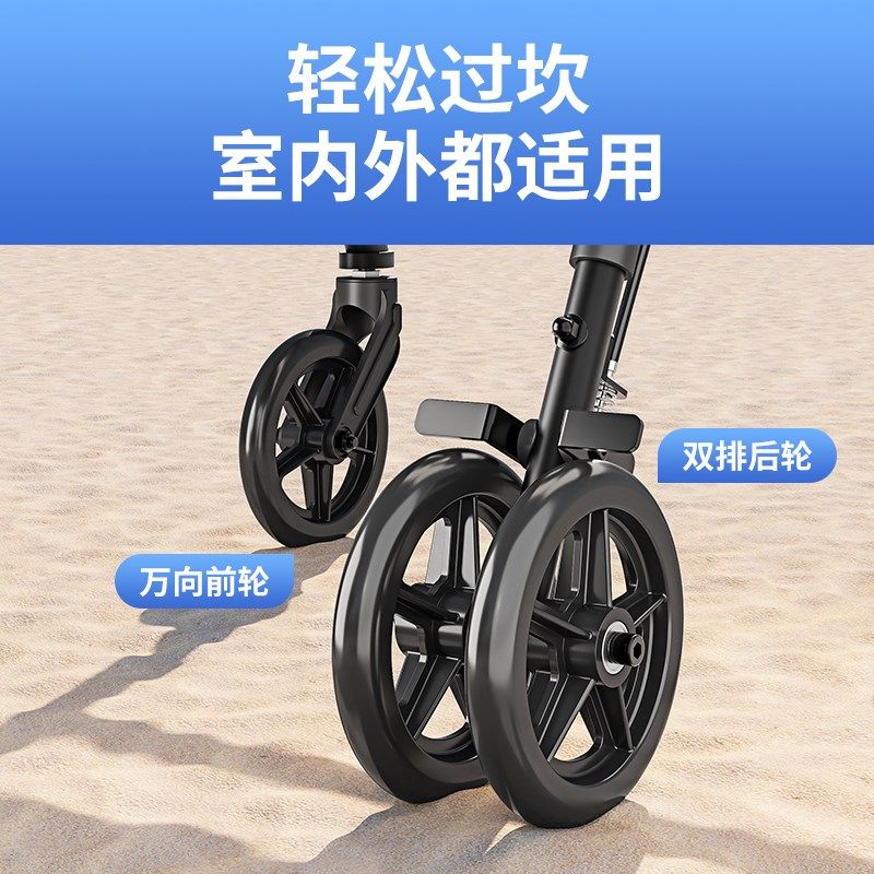 老人专用手推车可坐老年防摔倒代步车便携式可折叠购物四轮买菜车