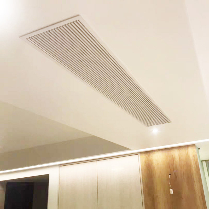 白色极简百叶加长空调出风口窄边框线形检修口pvc定制格栅进风口