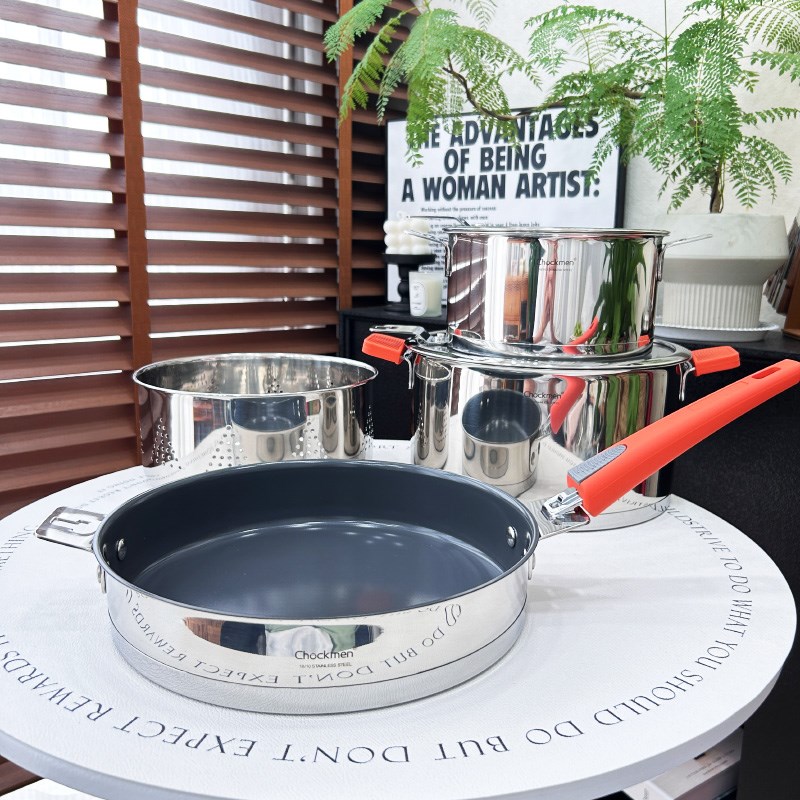 户外锅具套装304不锈钢家用汤锅煎锅野营锅便携套锅野炊露营用品