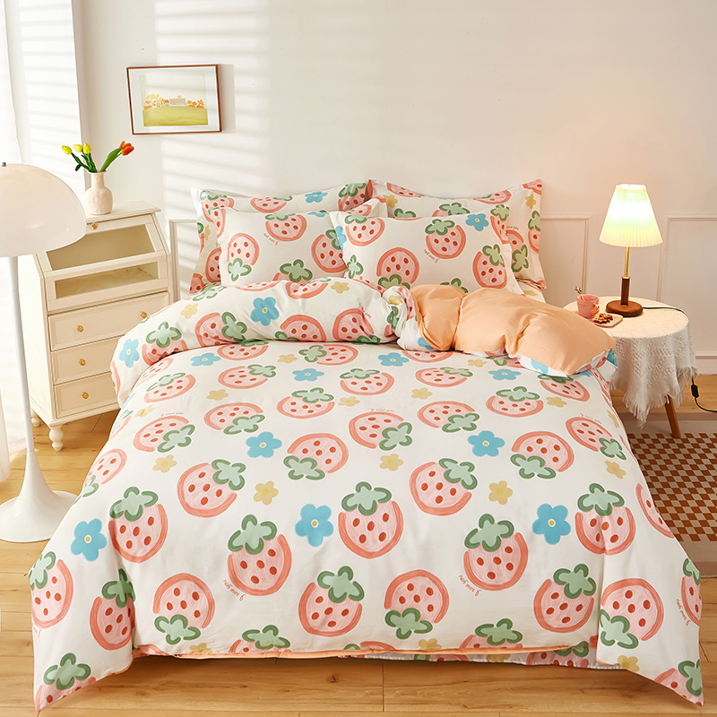 四季小清新100全棉床单四件套220x240纯棉印花双人被套学生三件套