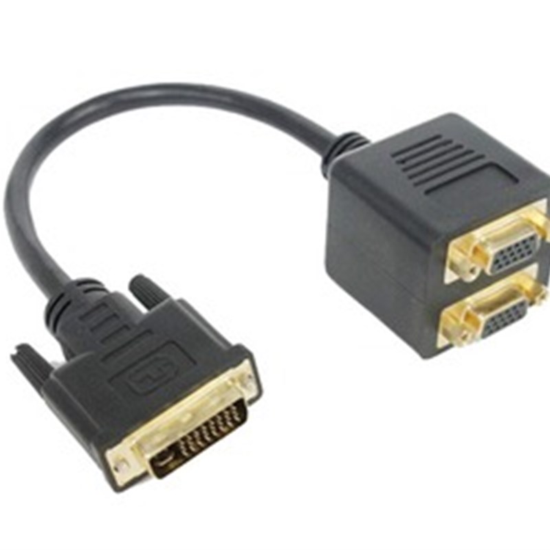 24+5a DVI一分二VGA DVI转VGA双接两输出DVI分VGA分频器DVI双胞胎