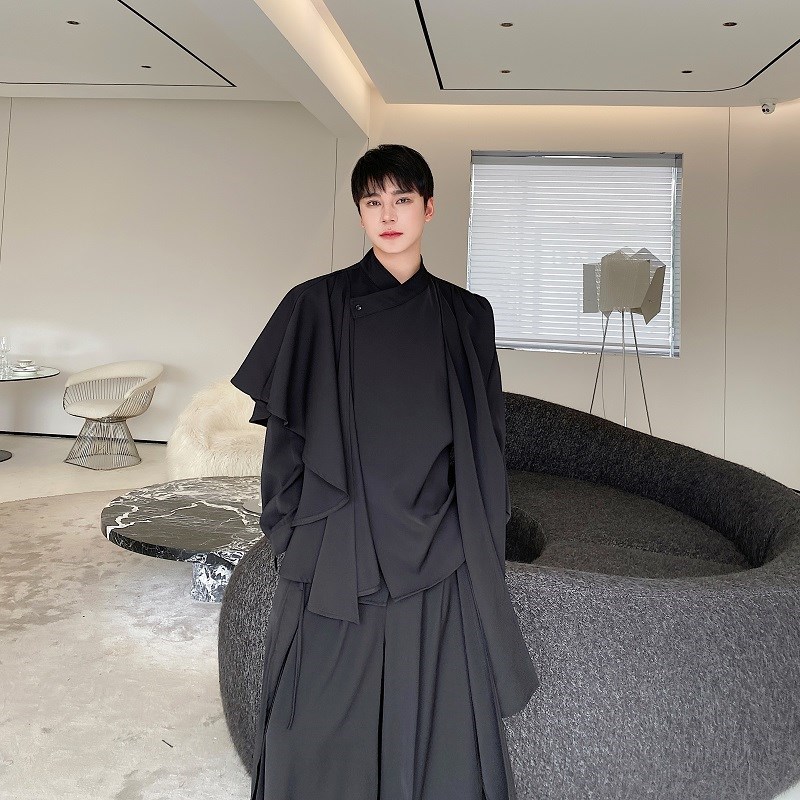 春季立体裁剪不规则多片式男女中式衬衣男个性冷淡风设计感衬衫潮