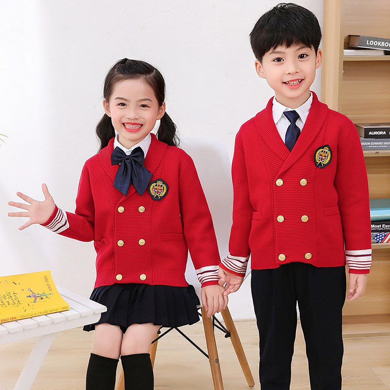 幼儿园园服春秋装毛衣小学生校服秋冬开衫套装英伦学院风儿童班服