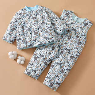 儿童手工棉花棉袄抱婴袋裤套装婴幼儿冬季加厚保暖外出御寒棉服