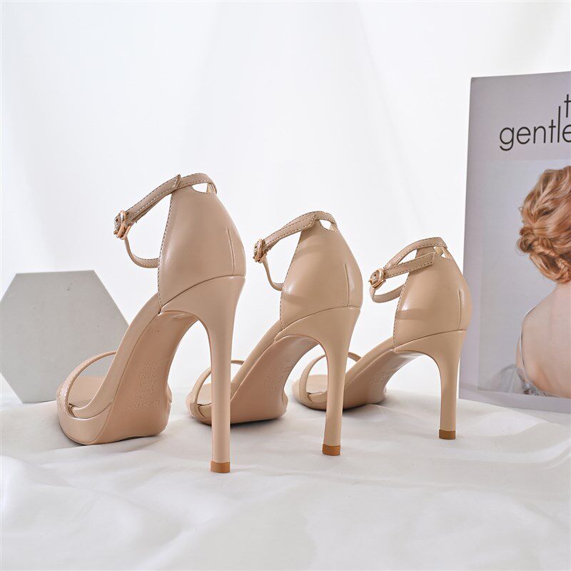 巨好看法式凉鞋女款2025新款夏季一字带高跟凉鞋细跟12cm防水台