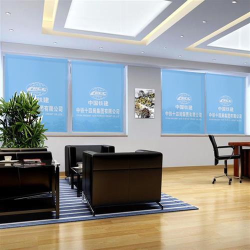 定制窗帘卷帘工i程办公室广告logo电动手拉成品拉式升降遮光遮阳