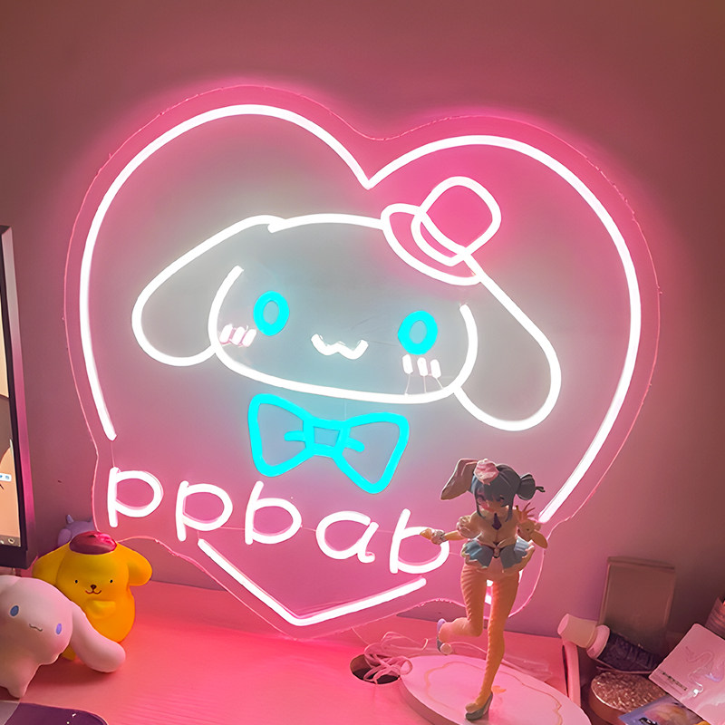 卧室房间电竞房少女心小清新库洛A米玉桂狗霓虹灯装饰灯可爱氛围
