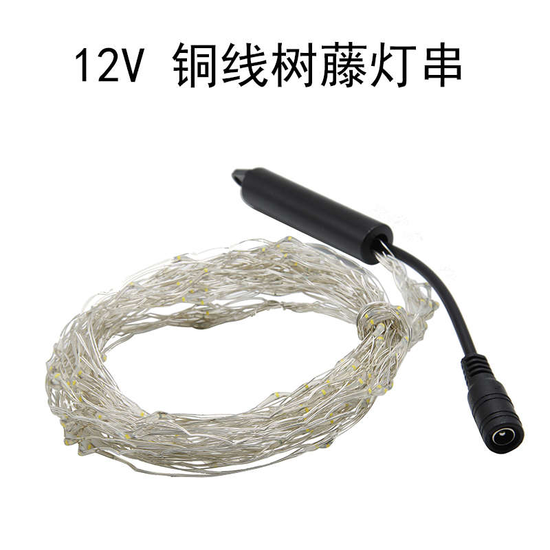 小彩灯装饰串灯树藤灯串铜线小彩灯插电12V彩灯闪灯灯串2米180灯