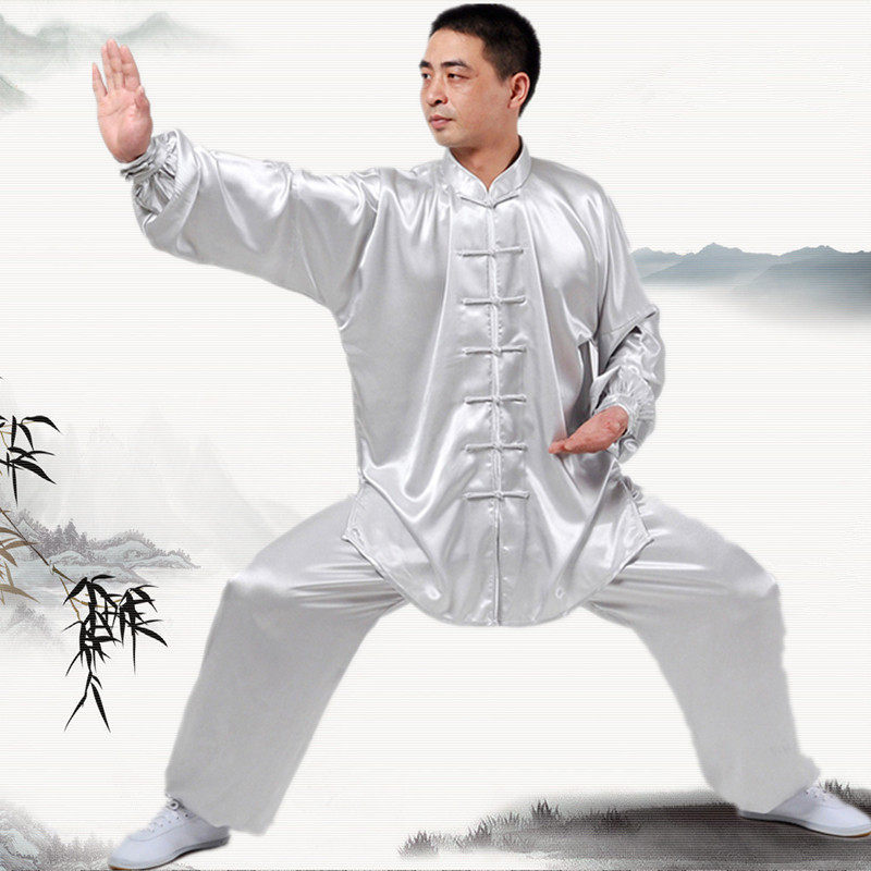 弹力南韩丝太极服春夏中老年太极拳服装男练功服武术表演服功夫衫