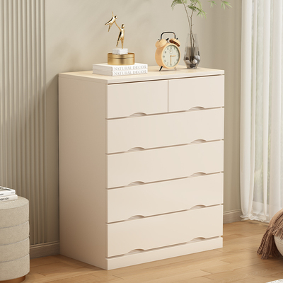 实木五斗柜客厅暖白m靠墙简约现代卧室五斗橱抽屉收纳柜奶油风斗