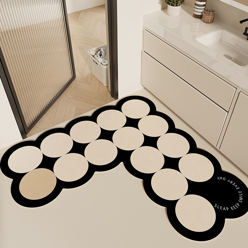 L型浴室防滑垫厕所洗手间门口硅藻泥吸水垫卫生间地垫子免洗可擦