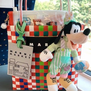 Mar菜篮子包编织购物袋慈善款撞色手提包大容量度假沙滩包女
