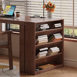 书桌旁边小书架全实木落地置物架家用侧边书柜卧室靠墙Z储物收纳