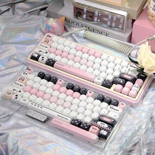 MOA高度无属性粉色可爱圆润键帽黑粉pbt热升华客制化适配hi75 f75