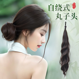 自绕发束丸子头假发发圈自然蓬松增发量仿真发低马尾花苞头辫子发