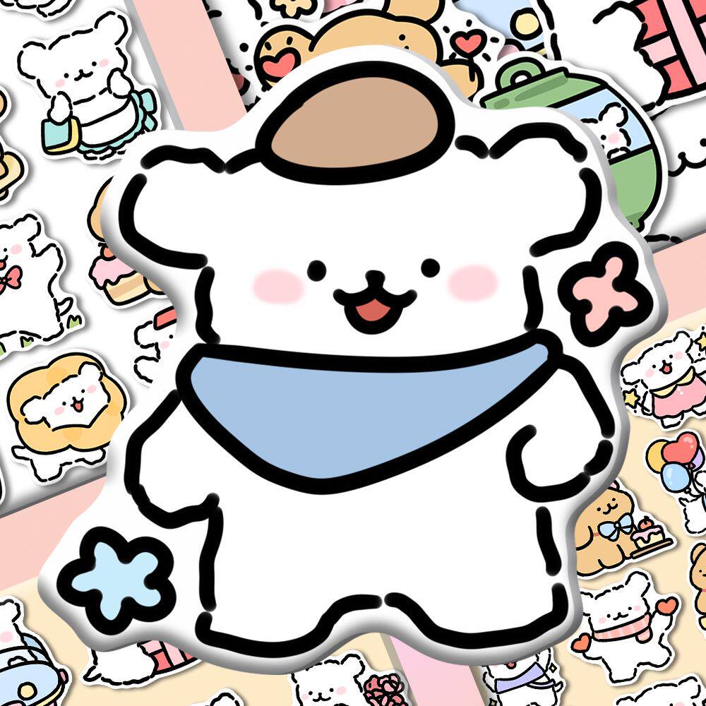 108张线条小狗贴纸卡通可爱防水手账装饰diy手机壳手账笔记本素材