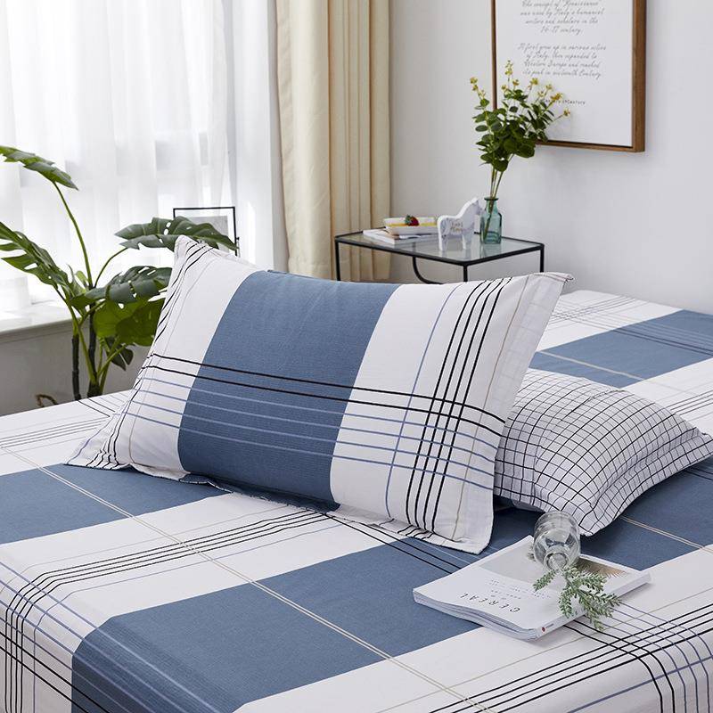 xyt简约格子枕套一对纯棉单人夏季学生欧式简约枕罩枕皮枕袋48x74