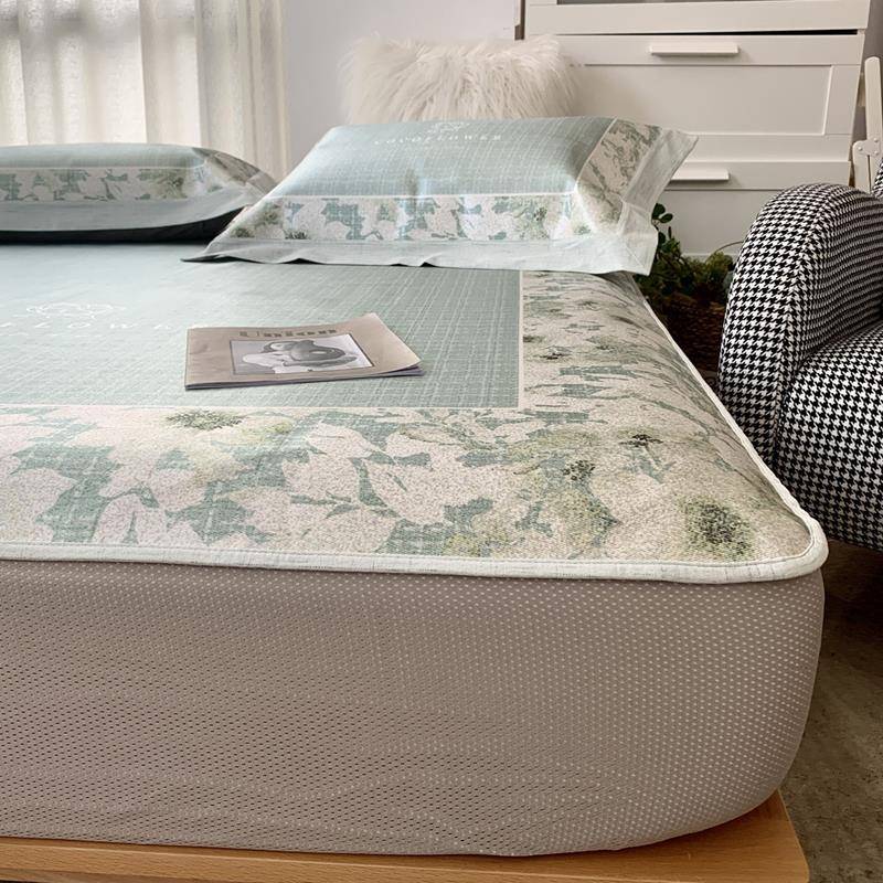 GZ6M夏季冰丝席三件套床笠款可机洗水洗空调凉席双人可折叠1.