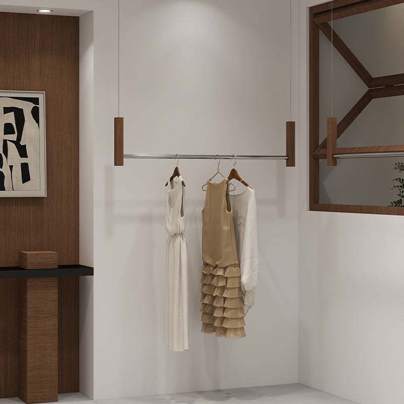 服装店展示架钢丝吊架不锈钢悬挂吊杆橱窗上墙挂衣架女装店陈列架