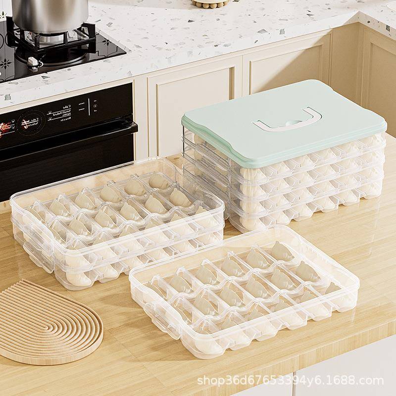 25年新款饺子盒家用透明可视18格大容量防粘连PP保鲜盒收纳盒