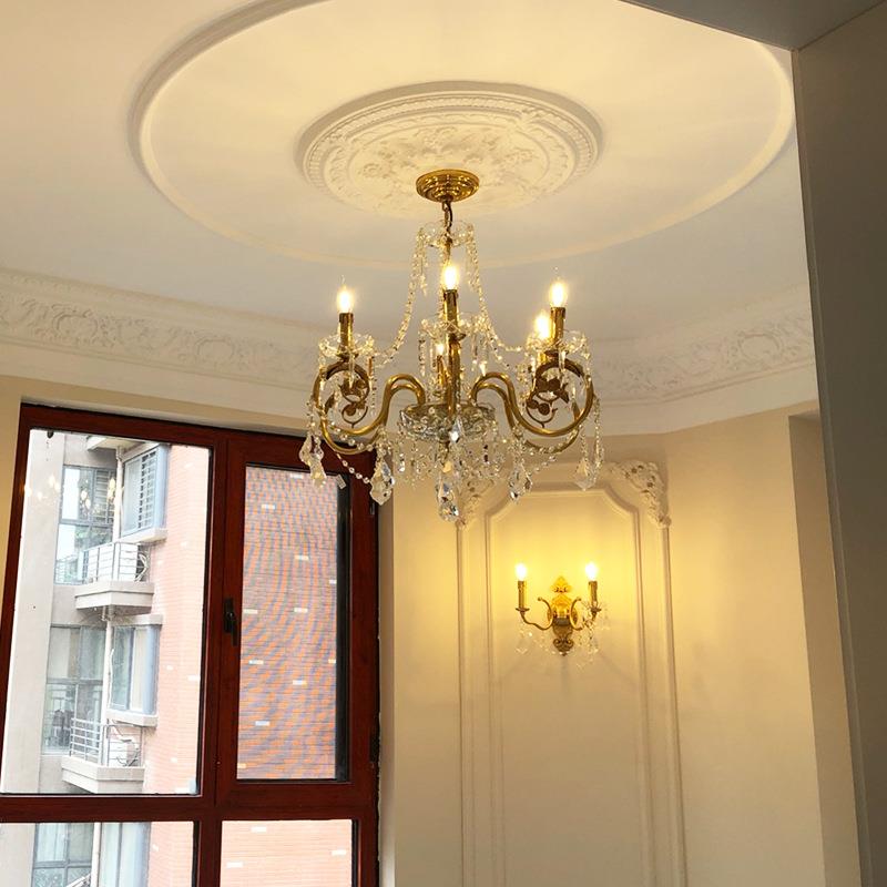 欧式水晶吊灯法式轻奢别墅全铜客厅餐厅卧室书房创意