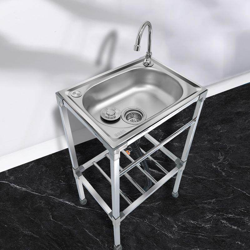 厨房简易不锈钢洗菜单槽支架加厚洗碗池一体洗手盆水池家用水槽