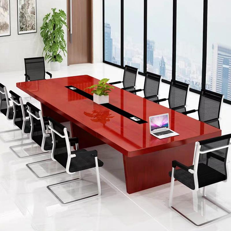 办公家具会议桌长桌大型实木皮烤漆桌椅组合长方形接待培训桌条桌