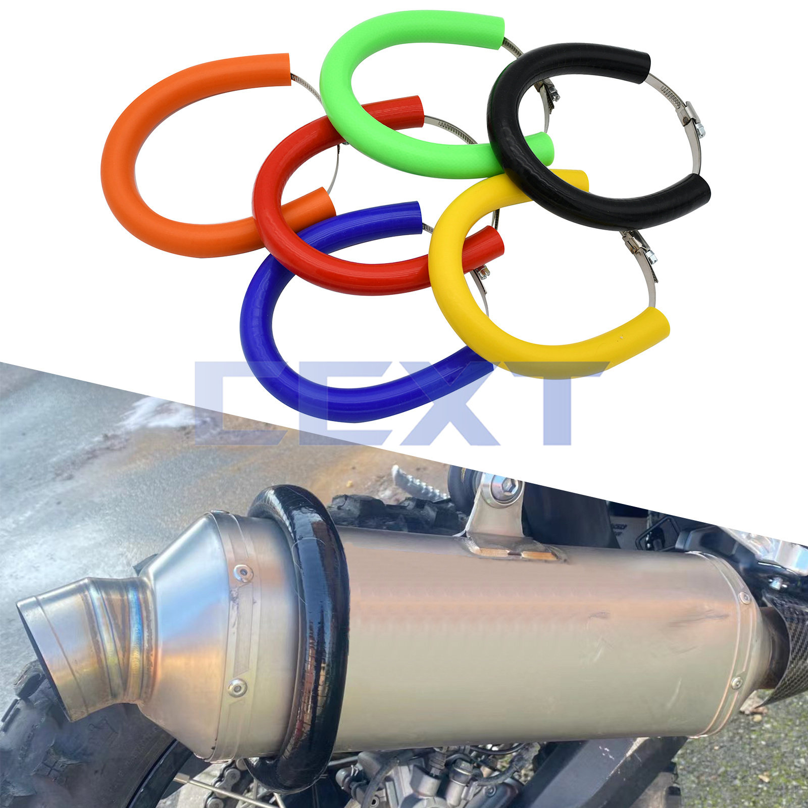越野摩托车排气管防摔圈防摔防烫排气保护胶带彩色防烫胶抱箍通用