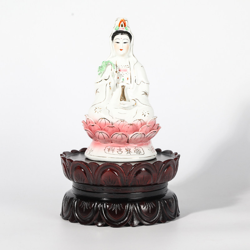 观音菩萨莲底座实木圆形加供奉神像坐台工艺品木架