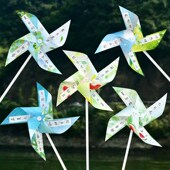 幼儿园小学生硬笔书法展示纸夏天教室布置趣味风车转动装 饰