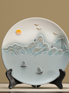 新博古架装饰摆盘端客厅电视柜国风样板间家居软装饰品