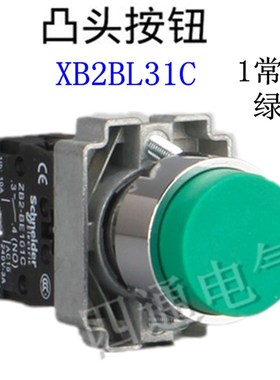 XB2-BL31C凸 头按钮开关 自复位 ZB2-BL3C+ZB2-BZ101C绿色
