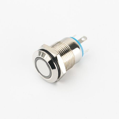 12mm金属按钮开关平面头环形带LED灯自复位小型防水圆形12V24V220