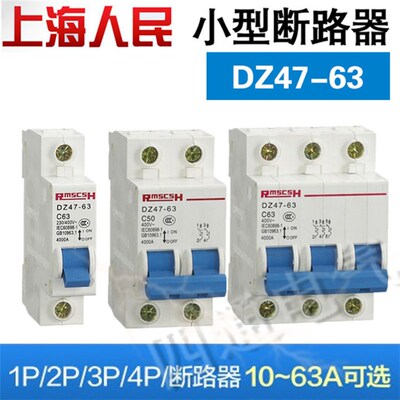 DZ47-63小型断路器空气开关1P2P3P4P 家用16A32A63A  6-125A