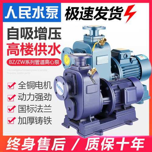 人民管道离心泵380v三相BZ无堵塞自吸泵卧式工业大流量污水排污泵